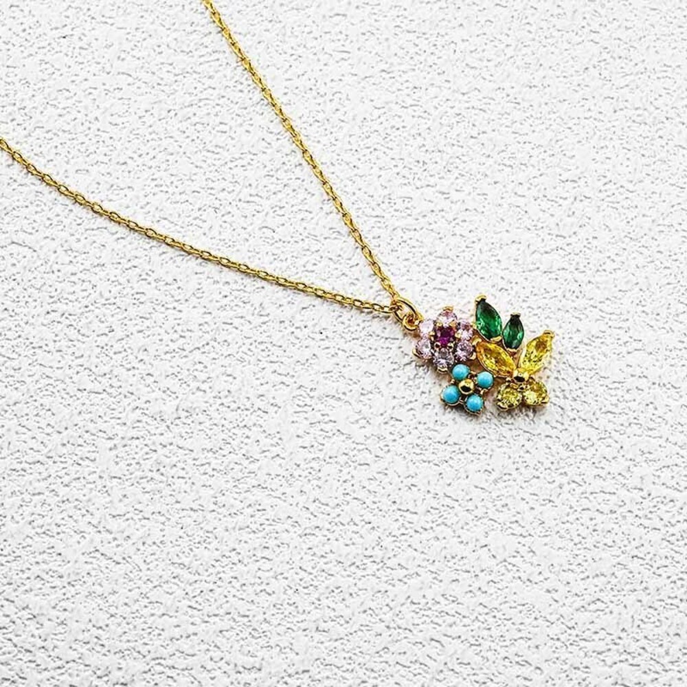 kate spade Gold Floral Multi-Color Crystal Pendant Necklace